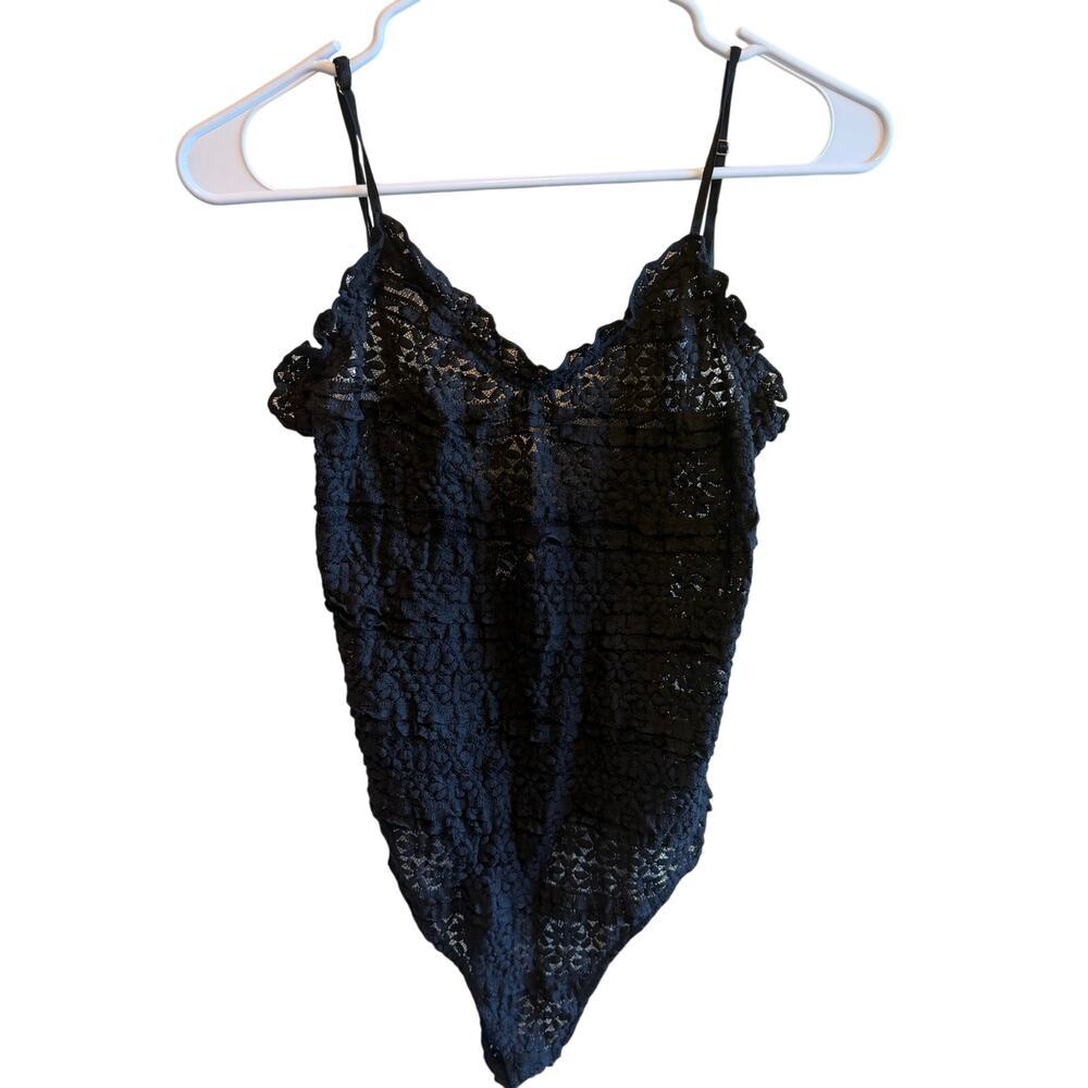 Wild Honey Black Lace One Piece Spaghetti Strap Body Suit Size L